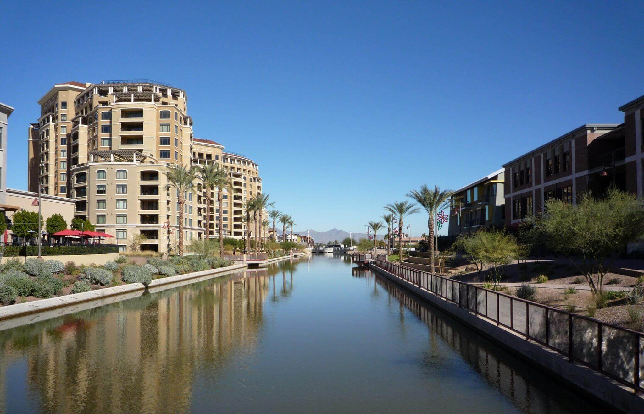 Scenic canal view raising water quality awareness in Phoenix, AZ