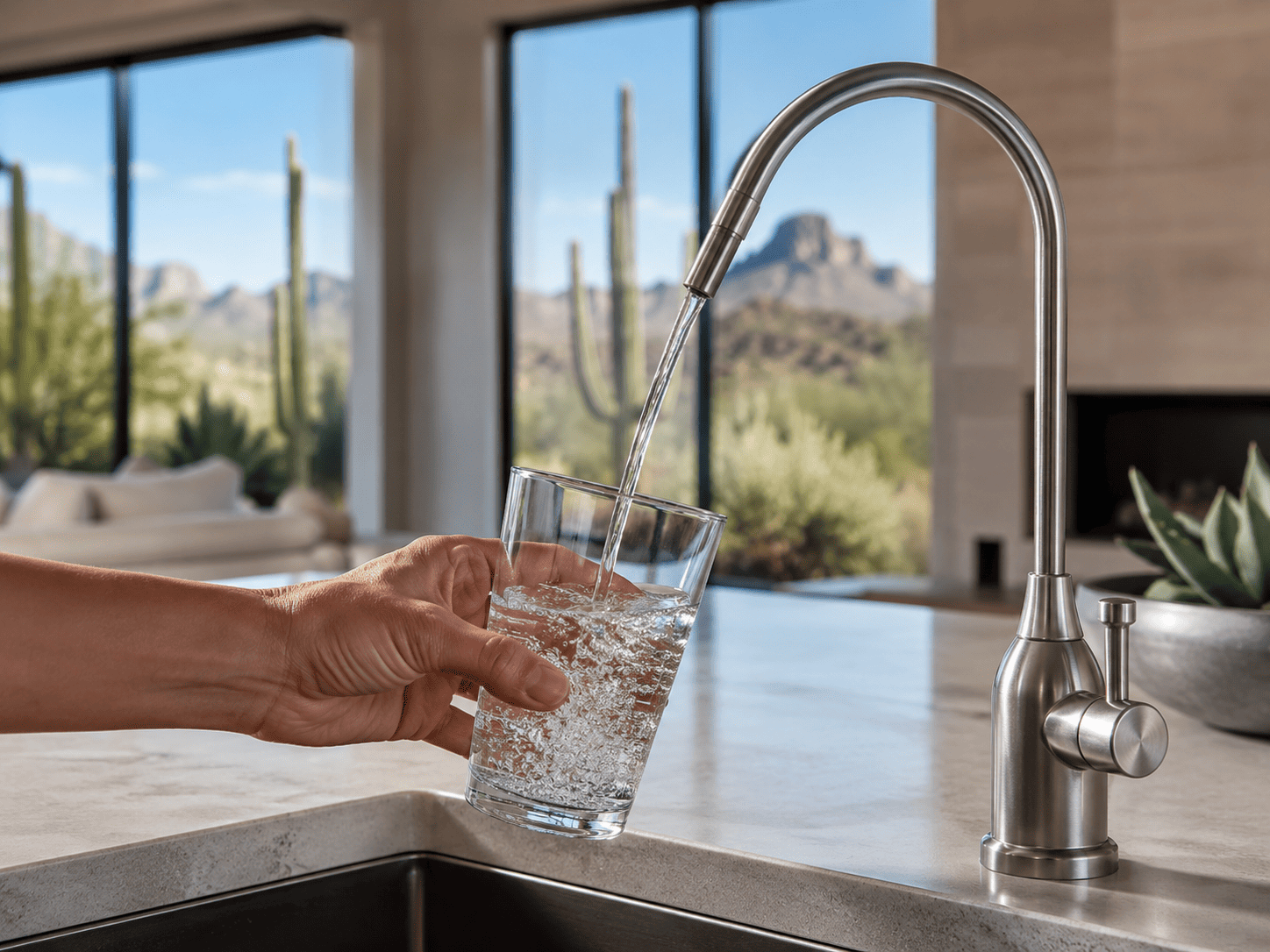 Reverse osmosis water filtration installed in a home