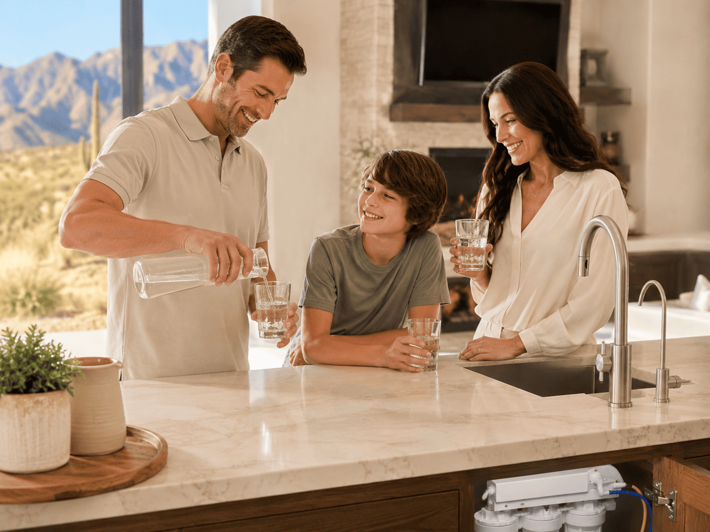 Clean drinking water from a kitchen faucet