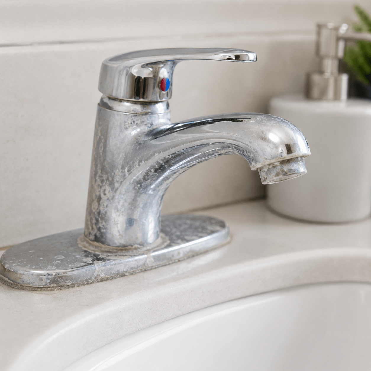 Mineral buildup on faucet